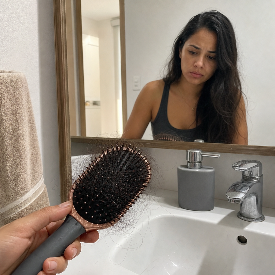 Cabello en el cepillo